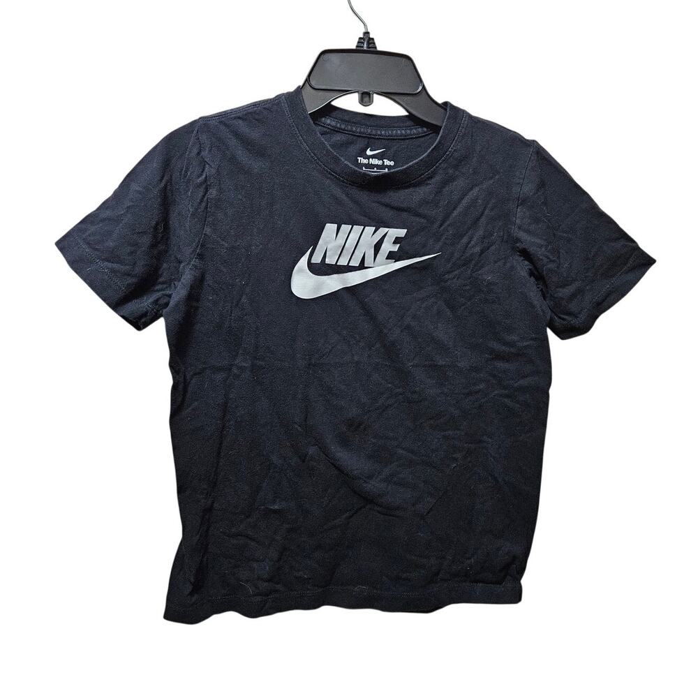 Nike Kids Core Brand Futura Logo Short Sleeve T-Shirt Black White Size Large
